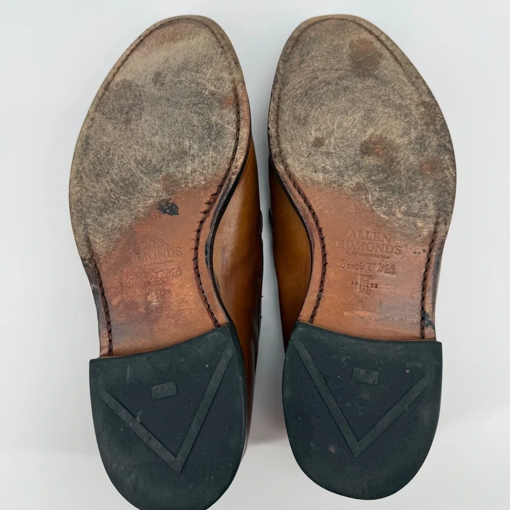 Allen Edmonds Grayson Mens 9 EEE Tan Leather Tassel Loafers Dress Shoes USA